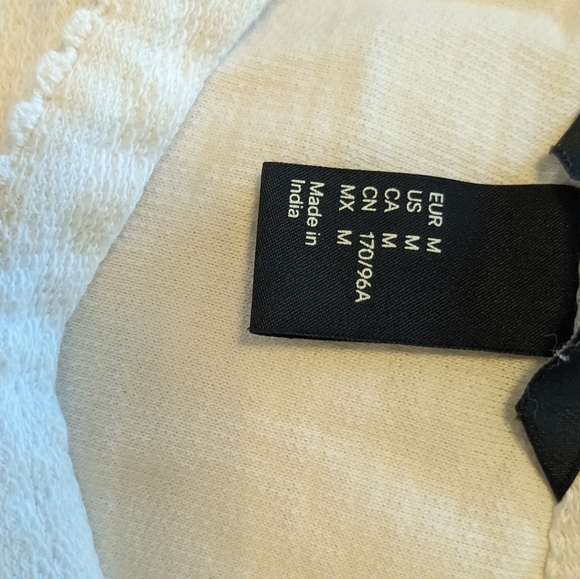 H&M White Cree Neck Crochet Fringe Long Sleeve Sweatshirt Sweater M - Picture 5 of 5